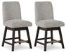 Burkhaus - Upholstered Swivel Barstool (Set of 2) - Beige / Dark Brown – Stool Sets by Signature Design by Ashley® at Furniture Wholesale Plus , Nashville furniture store