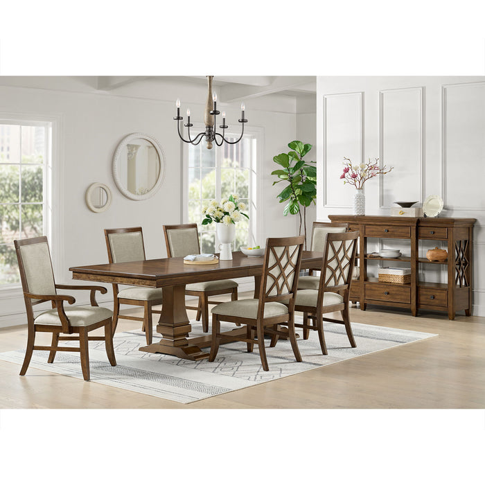 Phillipe - Dining Arm Chair With Fabric (Set of 2) - Cherry And Gray – Chair Sets by Elements International at Furniture Wholesale Plus , Nashville furniture store