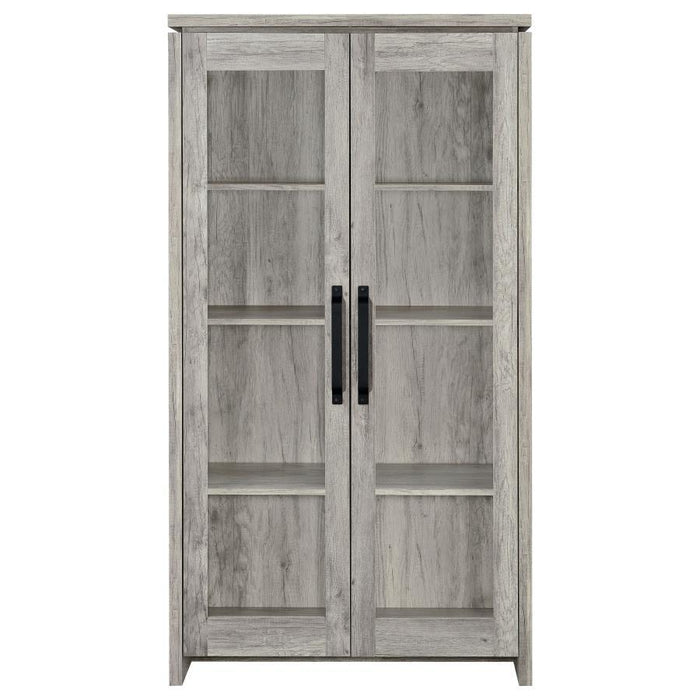 Alejo - 2 Door Engineered Wood Tall Cabinet - Gray Driftwood - Premium Curio Cabinets from CoasterEssence - Just $439! Shop now at Furniture Wholesale Plus  We are the best furniture store in Nashville, Hendersonville, Goodlettsville, Madison, Antioch, Mount Juliet, Lebanon, Gallatin, Springfield, Murfreesboro, Franklin, Brentwood
