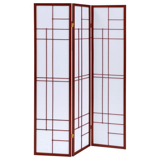 Katerina - 3-Panel Room Divider Folding Shoji Screen - Cherry - Premium Room Dividers from CoasterEveryday - Just $119! Shop now at Furniture Wholesale Plus  We are the best furniture store in Nashville, Hendersonville, Goodlettsville, Madison, Antioch, Mount Juliet, Lebanon, Gallatin, Springfield, Murfreesboro, Franklin, Brentwood