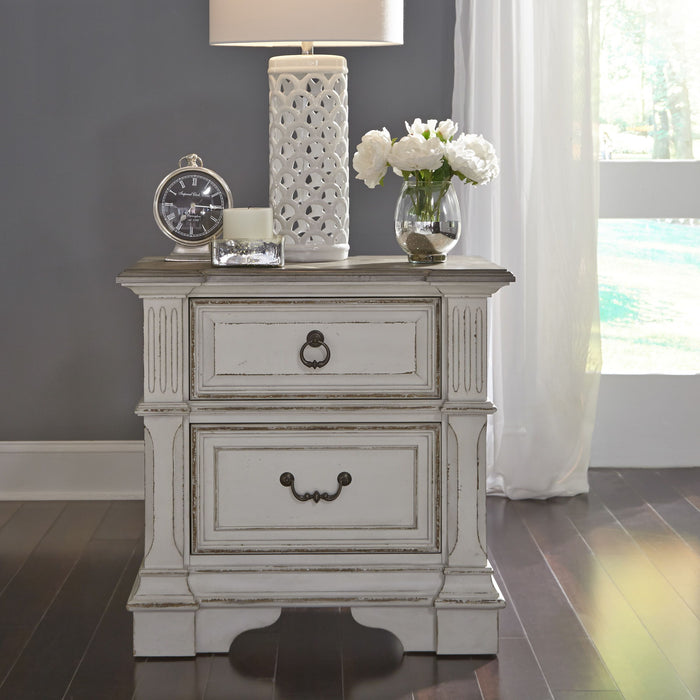 Abbey Park - 2 Drawer Nightstand With Charging Station - Antique White – Nightstands w/ Charging Stations by Liberty Furniture at Furniture Wholesale Plus , Nashville furniture store