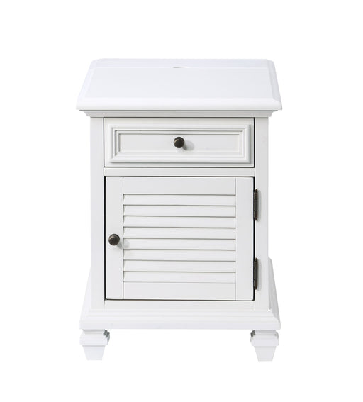 Charlestown - Storage End With USB - White – End Tables by Steve Silver Furniture at Furniture Wholesale Plus , Nashville furniture store