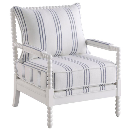 Blanchett - Upholstered Bobbin Accent Chair - White And Navy - Premium Accent Chairs from CoasterElevations - Just $539! Shop now at Furniture Wholesale Plus  We are the best furniture store in Nashville, Hendersonville, Goodlettsville, Madison, Antioch, Mount Juliet, Lebanon, Gallatin, Springfield, Murfreesboro, Franklin, Brentwood