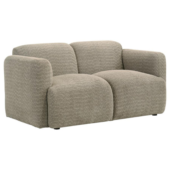 Dorset - Fabric Upholstered Round Track Arm Loveseat – Stationary Loveseats by Coaster Fine Furniture at Furniture Wholesale Plus , Nashville furniture store