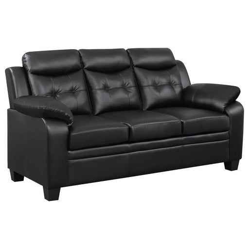 Finley - Upholstered Padded Arm Tufted Sofa - Black – Stationary Sofas by CoasterEveryday at Furniture Wholesale Plus , Nashville furniture store