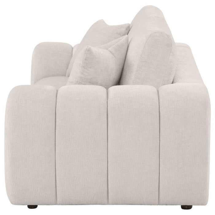 Burnett - Chenille Upholstered Wide Arm Loveseat – Stationary Loveseats by Coaster Fine Furniture at Furniture Wholesale Plus , Nashville furniture store