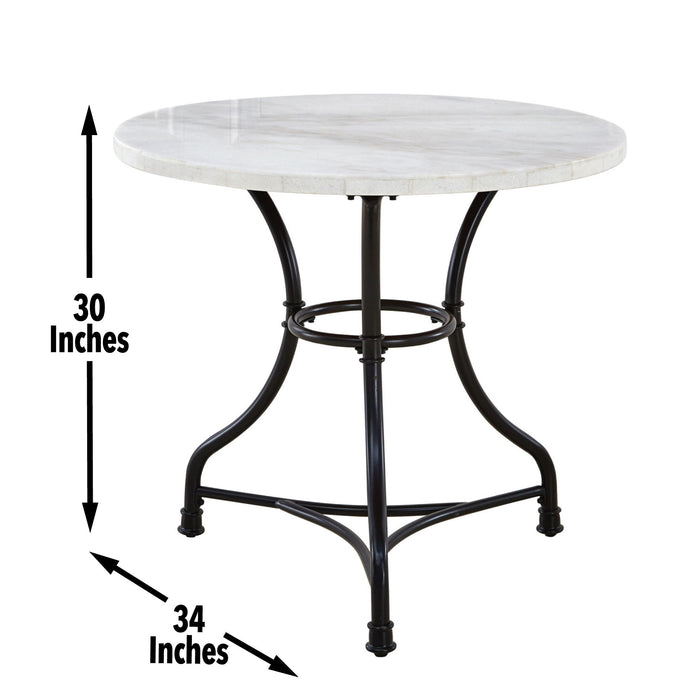 Claire - White Marble Top Round - White – Dining Tables by Steve Silver Furniture at Furniture Wholesale Plus , Nashville furniture store
