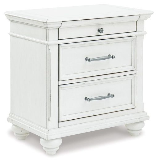 Kanwyn - Three Drawer Night Stand - Whitewash – Accent Nightstands by Benchcraft® at Furniture Wholesale Plus , Nashville furniture store