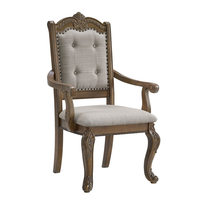 Madison Park - Dining Arm Chair (Set of 2) - Walnut / Beige – Chair Sets by Elements International at Furniture Wholesale Plus , Nashville furniture store