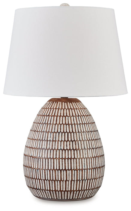 Darrich - Metal Table Lamp - Beige / White – Table Lamps by Signature Design by Ashley® at Furniture Wholesale Plus , Nashville furniture store