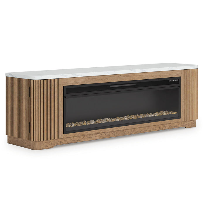 Camdill - 80" TV Stand With Electric Fireplace - Light Brown – Fireplace TV Stands by Signature Design by Ashley® at Furniture Wholesale Plus , Nashville furniture store