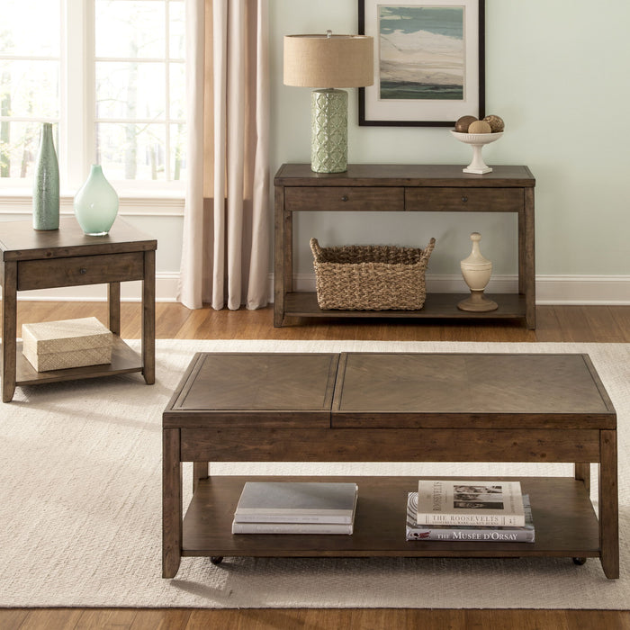 Mitchell - 3 Piece Table Set (1 Cocktail 2 End Tables) - Nutmeg – Table Sets by Liberty Furniture at Furniture Wholesale Plus , Nashville furniture store