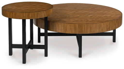 Steenlage - Occasional Table Set (Set of 2) - Brown / Black – Table Sets by Signature Design by Ashley® at Furniture Wholesale Plus , Nashville furniture store