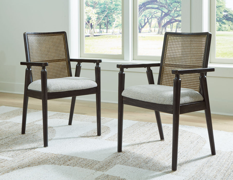 Galliden - Dining Upholstered Arm Chair (Set of 2) - Black – Chair Sets by Signature Design by Ashley® at Furniture Wholesale Plus , Nashville furniture store