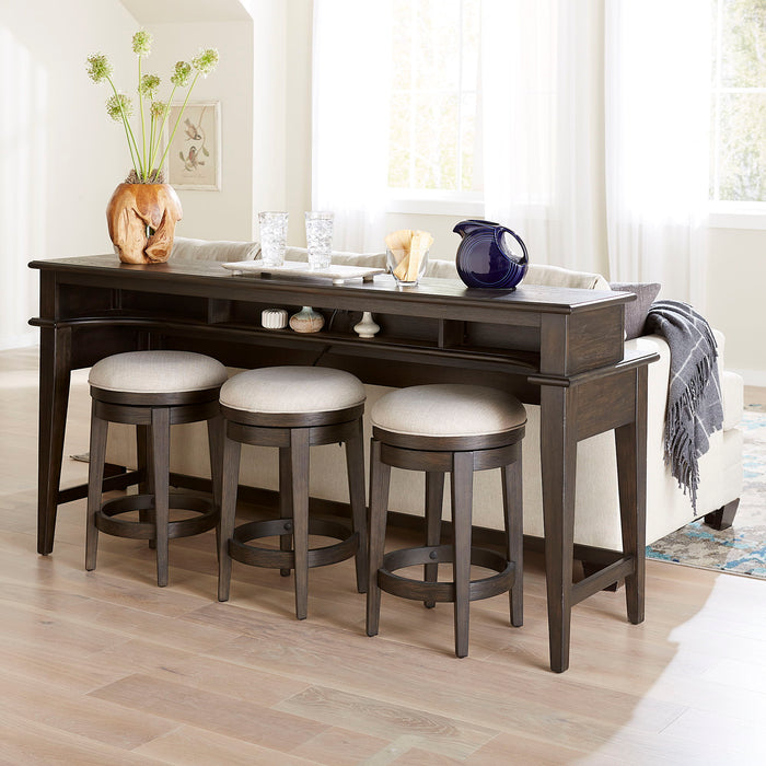 Mill Creek - 4 Piece Console Set (Bar Console & 3 Stools) - Peppercorn – 4 Piece Living Room Sets by Liberty Furniture at Furniture Wholesale Plus , Nashville furniture store