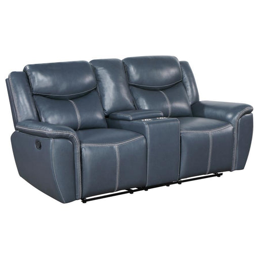 Sloane - Upholstered Padded Arm Reclining Loveseat - Blue – Reclining Loveseats by Coaster Fine Furniture at Furniture Wholesale Plus , Nashville furniture store