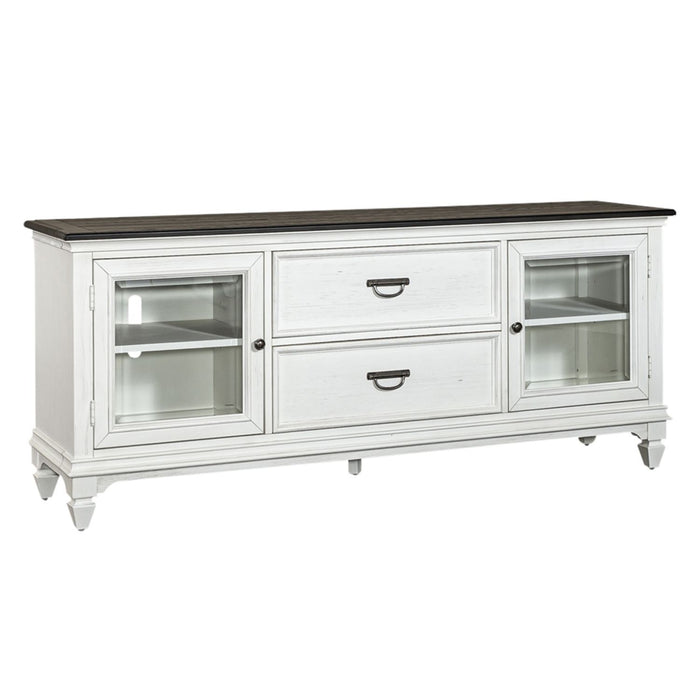 Allyson Park - Entertainment TV Stand - Wirebrushed White / Charcoal – TV Stands by Liberty Furniture at Furniture Wholesale Plus , Nashville furniture store