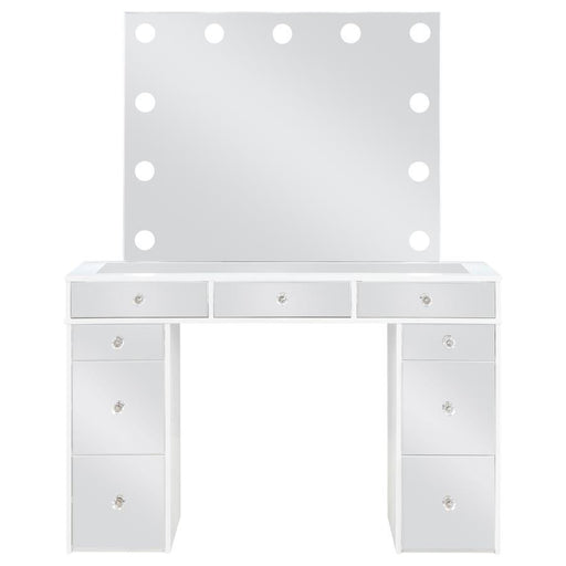Regina - Makeup Vanity Table Set With Lighting - White - Premium Vanity Sets from Coaster Fine Furniture - Just $1079! Shop now at Furniture Wholesale Plus  We are the best furniture store in Nashville, Hendersonville, Goodlettsville, Madison, Antioch, Mount Juliet, Lebanon, Gallatin, Springfield, Murfreesboro, Franklin, Brentwood