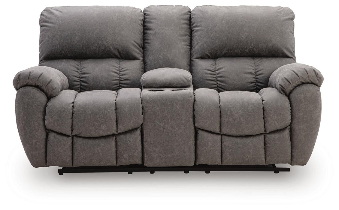 Bakerstein - Power Reclining Loveseat/Console/Adjustable Headrest - Galaxy – Reclining Loveseats by Signature Design by Ashley® at Furniture Wholesale Plus , Nashville furniture store
