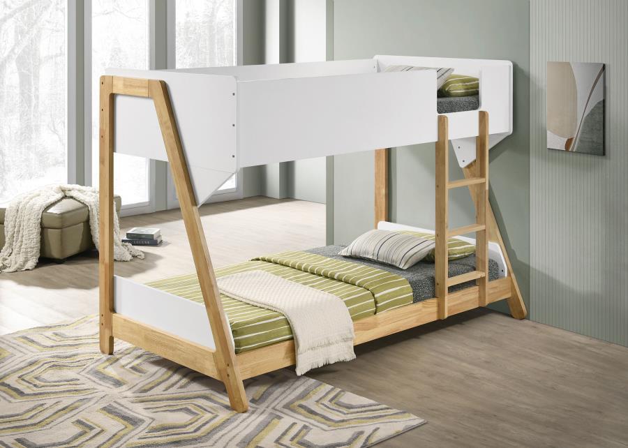 Wyatt - Wood Twin Over Twin Bunk Bed - White And Natural – Bunk Beds by Coaster Fine Furniture at Furniture Wholesale Plus , Nashville furniture store