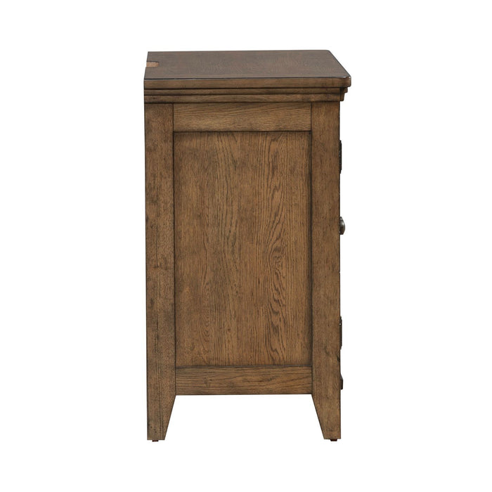 Carolina Park - 2 Door Bedside Chest With Charging Station - Amber Brown – Bedside Chests by Liberty Furniture at Furniture Wholesale Plus , Nashville furniture store
