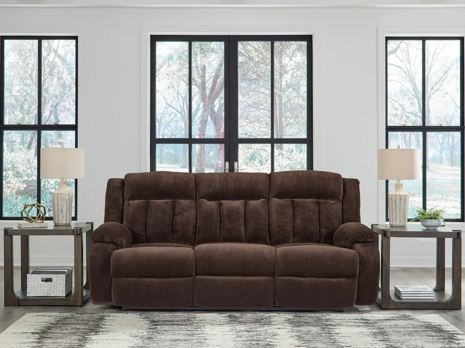 Free Wake - Reclining Power Sofa With Drop Down Table - Chocolate – Reclining Sofas by Signature Design by Ashley® at Furniture Wholesale Plus , Nashville furniture store