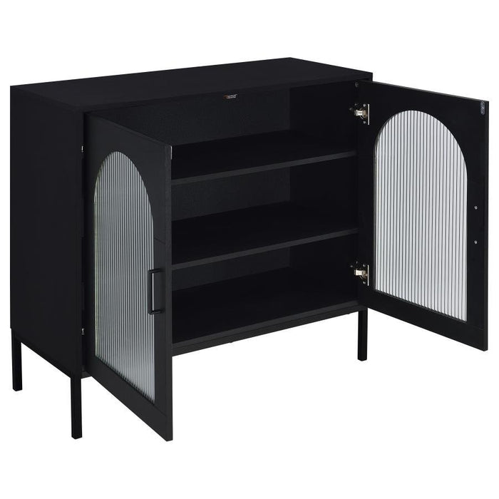Jess - 2-Door Arched Fluted Glass Accent Cabinet - Black – Accent Cabinets by Coaster Fine Furniture at Furniture Wholesale Plus , Nashville furniture store