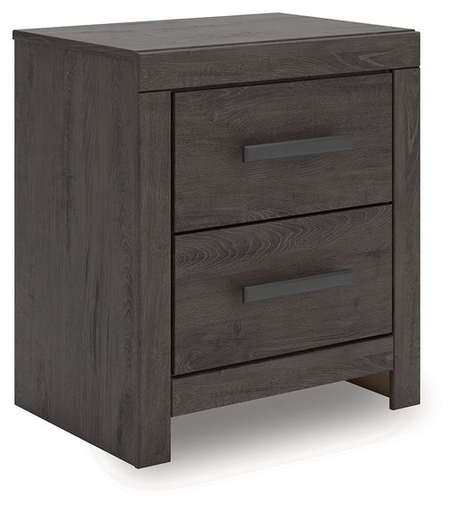 Prendonea - Two Drawer Night Stand - Charcoal – Accent Nightstands by Signature Design by Ashley® at Furniture Wholesale Plus , Nashville furniture store