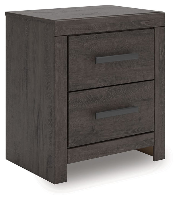 Prendonea - Two Drawer Night Stand - Charcoal – Accent Nightstands by Signature Design by Ashley® at Furniture Wholesale Plus , Nashville furniture store