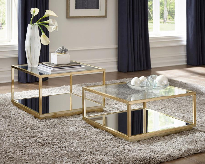Renee - 2 Piece Square Coffee Table Set - Rose Brass – Table Sets by CoasterElevations at Furniture Wholesale Plus , Nashville furniture store