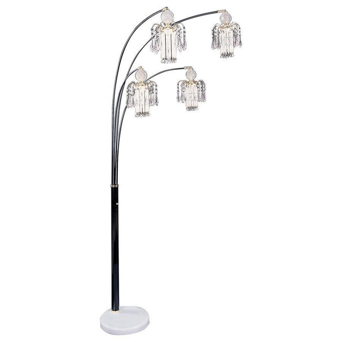 Maisel - Hanging Crystal Arc Tree Floor Lamp - Black – Floor Lamps by CoasterEssence at Furniture Wholesale Plus , Nashville furniture store