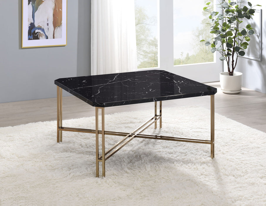 Daxton - Faux Marble Top Square Cocktail Table - Black – Cocktail Tables by Steve Silver Furniture at Furniture Wholesale Plus , Nashville furniture store