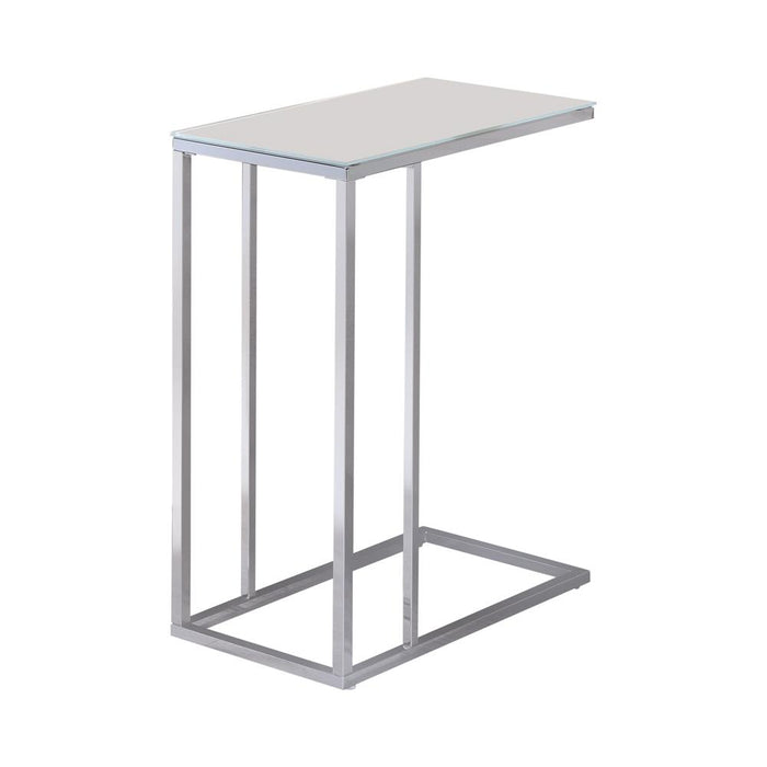 Stella Glass Top Accent Table Chrome and White - Premium End Table from Coaster Z2 Standard - Just $54! Shop now at Furniture Wholesale Plus  We are the best furniture store in Nashville, Hendersonville, Goodlettsville, Madison, Antioch, Mount Juliet, Lebanon, Gallatin, Springfield, Murfreesboro, Franklin, Brentwood