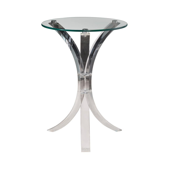 Emmett Round Accent Table Clear - Premium End Table from Coaster Z2 Standard - Just $102! Shop now at Furniture Wholesale Plus  We are the best furniture store in Nashville, Hendersonville, Goodlettsville, Madison, Antioch, Mount Juliet, Lebanon, Gallatin, Springfield, Murfreesboro, Franklin, Brentwood