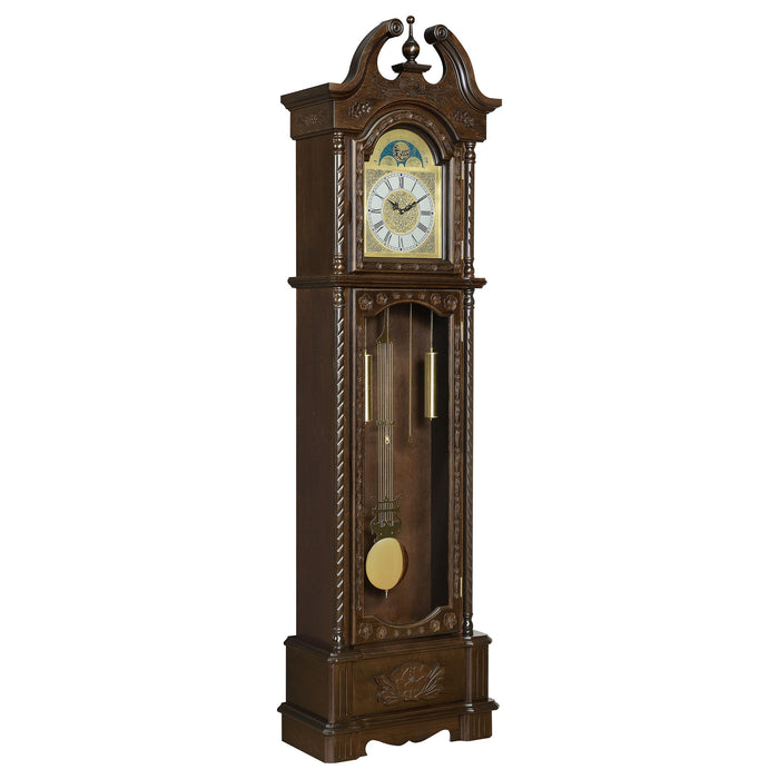 Cedric Grandfather Clock with Chime Golden Brown - Premium Clock from Coaster Z2 Standard - Just $738! Shop now at Furniture Wholesale Plus  We are the best furniture store in Nashville, Hendersonville, Goodlettsville, Madison, Antioch, Mount Juliet, Lebanon, Gallatin, Springfield, Murfreesboro, Franklin, Brentwood