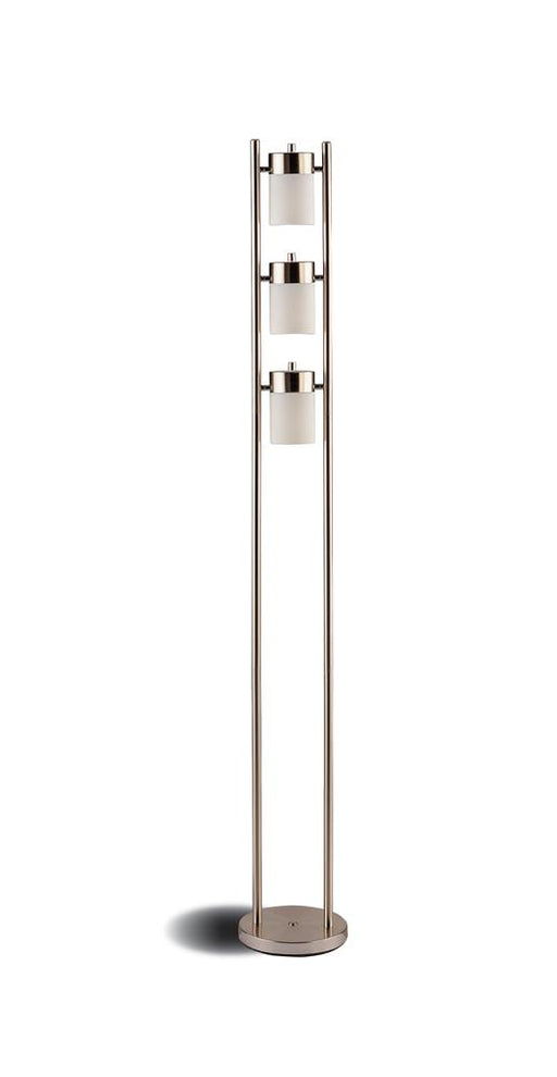 Munson Floor Lamp with 3 Swivel Lights Brushed Silver - Premium Lamp from Coaster Z2 Standard - Just $142! Shop now at Furniture Wholesale Plus  We are the best furniture store in Nashville, Hendersonville, Goodlettsville, Madison, Antioch, Mount Juliet, Lebanon, Gallatin, Springfield, Murfreesboro, Franklin, Brentwood