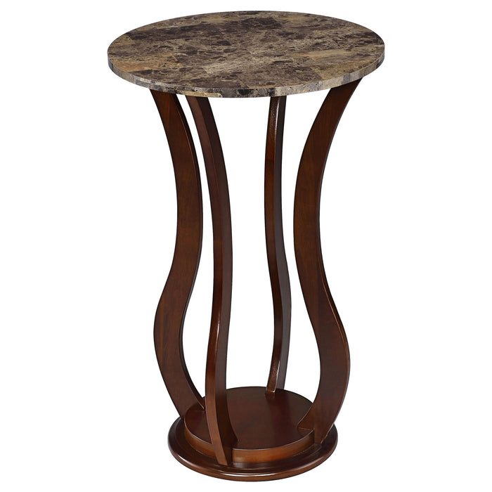 Elton Round Marble Top Accent Table Brown - Premium End Table from Coaster Z2 Standard - Just $78! Shop now at Furniture Wholesale Plus  We are the best furniture store in Nashville, Hendersonville, Goodlettsville, Madison, Antioch, Mount Juliet, Lebanon, Gallatin, Springfield, Murfreesboro, Franklin, Brentwood