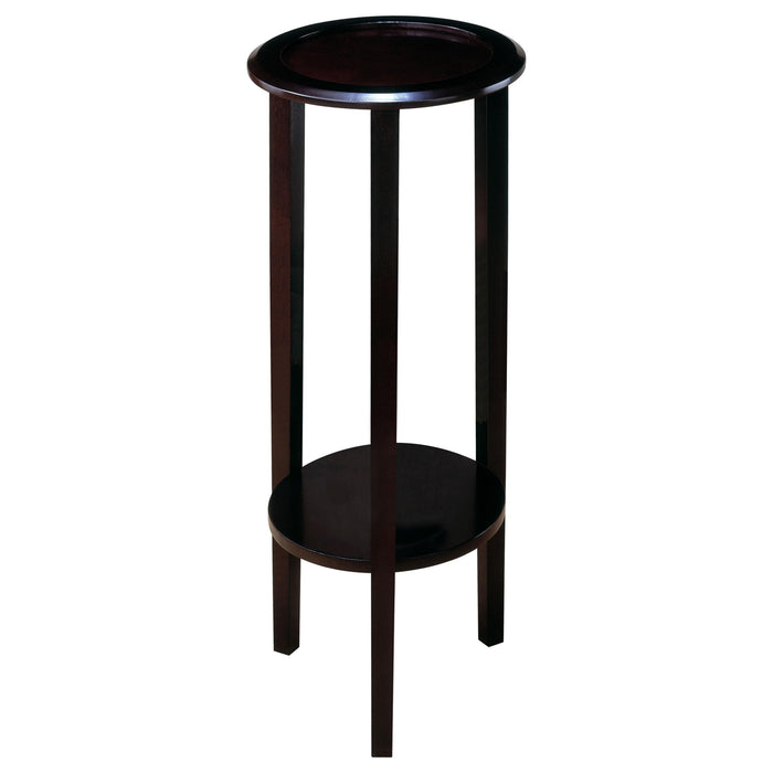 Kirk Round Accent Table with Bottom Shelf Espresso - Premium End Table from Coaster Z2 Standard - Just $46! Shop now at Furniture Wholesale Plus  We are the best furniture store in Nashville, Hendersonville, Goodlettsville, Madison, Antioch, Mount Juliet, Lebanon, Gallatin, Springfield, Murfreesboro, Franklin, Brentwood