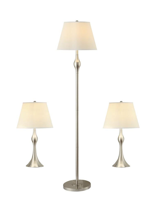 Griffin 3-piece Slender Lamp Set Brushed Nickel - Premium Lamp from Coaster Z2 Standard - Just $198! Shop now at Furniture Wholesale Plus  We are the best furniture store in Nashville, Hendersonville, Goodlettsville, Madison, Antioch, Mount Juliet, Lebanon, Gallatin, Springfield, Murfreesboro, Franklin, Brentwood