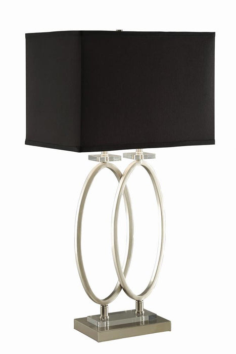 Izuku Rectangular Shade Table Lamp Black and Brushed Nickel - Premium Lamp from Coaster Z2 Standard - Just $166! Shop now at Furniture Wholesale Plus  We are the best furniture store in Nashville, Hendersonville, Goodlettsville, Madison, Antioch, Mount Juliet, Lebanon, Gallatin, Springfield, Murfreesboro, Franklin, Brentwood