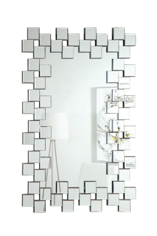 Pamela Frameless Wall Mirror with Staggered Tiles Silver - Premium Mirror from Coaster Z2 Standard - Just $230! Shop now at Furniture Wholesale Plus  We are the best furniture store in Nashville, Hendersonville, Goodlettsville, Madison, Antioch, Mount Juliet, Lebanon, Gallatin, Springfield, Murfreesboro, Franklin, Brentwood