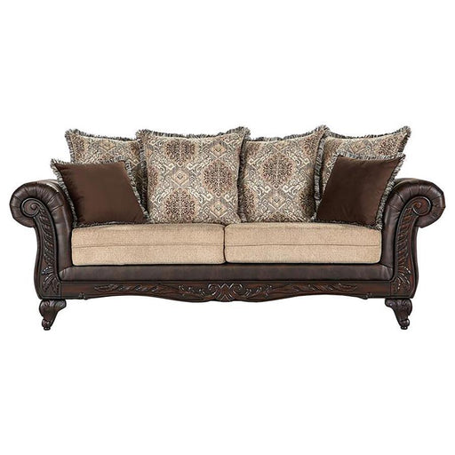 Elmbrook - Upholstered Rolled Arm Sofa - Brown – Stationary Sofas by Coaster Fine Furniture at Furniture Wholesale Plus , Nashville furniture store