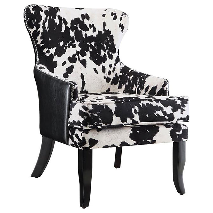 Trea Cowhide Print Accent Chair Black and White - Premium Accent Chair from Coaster Z2 Standard - Just $318! Shop now at Furniture Wholesale Plus  We are the best furniture store in Nashville, Hendersonville, Goodlettsville, Madison, Antioch, Mount Juliet, Lebanon, Gallatin, Springfield, Murfreesboro, Franklin, Brentwood