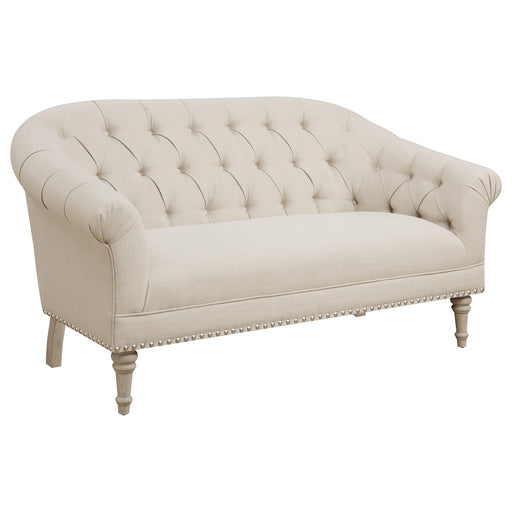 Billie Tufted Back Settee with Roll Arm Natural - Premium Loveseat from Coaster Z2 Standard - Just $758! Shop now at Furniture Wholesale Plus  We are the best furniture store in Nashville, Hendersonville, Goodlettsville, Madison, Antioch, Mount Juliet, Lebanon, Gallatin, Springfield, Murfreesboro, Franklin, Brentwood