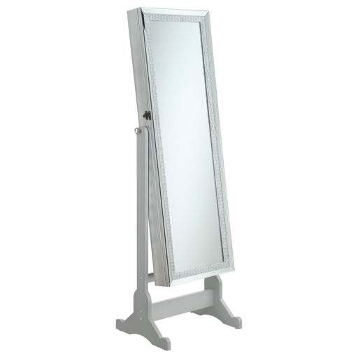 Elle Jewelry Cheval Mirror with Crytal Trim Silver - Premium Jewelry Armoire from Coaster Z2 Standard - Just $230! Shop now at Furniture Wholesale Plus  We are the best furniture store in Nashville, Hendersonville, Goodlettsville, Madison, Antioch, Mount Juliet, Lebanon, Gallatin, Springfield, Murfreesboro, Franklin, Brentwood