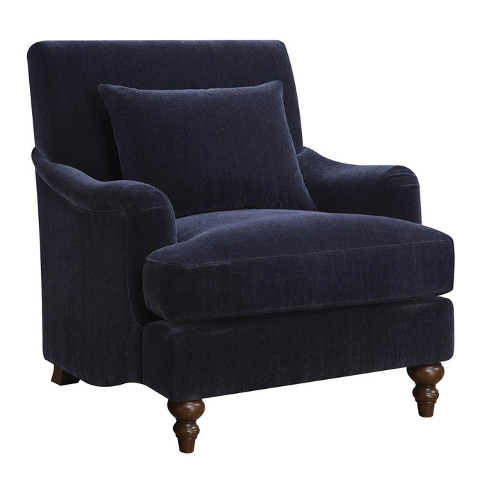 Frodo Upholstered Accent Chair with Turned Legs Midnight Blue - Premium Accent Chair from Coaster Z2 Standard - Just $698! Shop now at Furniture Wholesale Plus  We are the best furniture store in Nashville, Hendersonville, Goodlettsville, Madison, Antioch, Mount Juliet, Lebanon, Gallatin, Springfield, Murfreesboro, Franklin, Brentwood