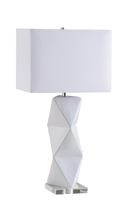 Camie Geometric Ceramic Base Table Lamp White - Premium Lamp from Coaster Z2 Standard - Just $138! Shop now at Furniture Wholesale Plus  We are the best furniture store in Nashville, Hendersonville, Goodlettsville, Madison, Antioch, Mount Juliet, Lebanon, Gallatin, Springfield, Murfreesboro, Franklin, Brentwood