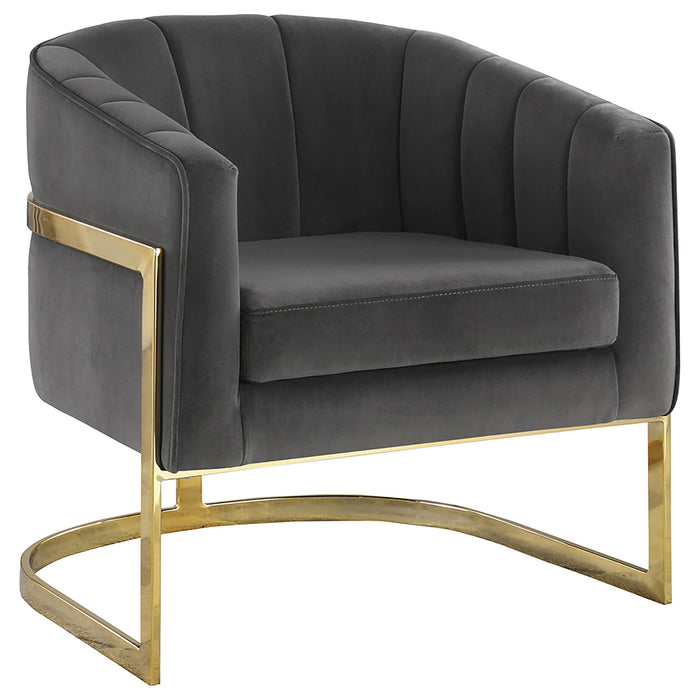 Joey Tufted Barrel Accent Chair Dark Grey and Gold - Premium Accent Chair from Coaster Z2 Standard - Just $498! Shop now at Furniture Wholesale Plus  We are the best furniture store in Nashville, Hendersonville, Goodlettsville, Madison, Antioch, Mount Juliet, Lebanon, Gallatin, Springfield, Murfreesboro, Franklin, Brentwood