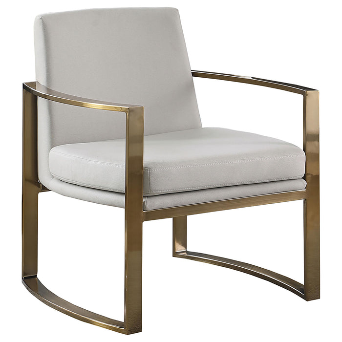 Cory Concave Metal Arm Accent Chair Cream and Bronze - Premium Accent Chair from Coaster Z2 Standard - Just $478! Shop now at Furniture Wholesale Plus  We are the best furniture store in Nashville, Hendersonville, Goodlettsville, Madison, Antioch, Mount Juliet, Lebanon, Gallatin, Springfield, Murfreesboro, Franklin, Brentwood