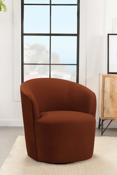 Joyce Sloped Arms Swivel Chair Burnt Orange - Premium Swivel Chair from Coaster Z2 Standard - Just $438! Shop now at Furniture Wholesale Plus  We are the best furniture store in Nashville, Hendersonville, Goodlettsville, Madison, Antioch, Mount Juliet, Lebanon, Gallatin, Springfield, Murfreesboro, Franklin, Brentwood